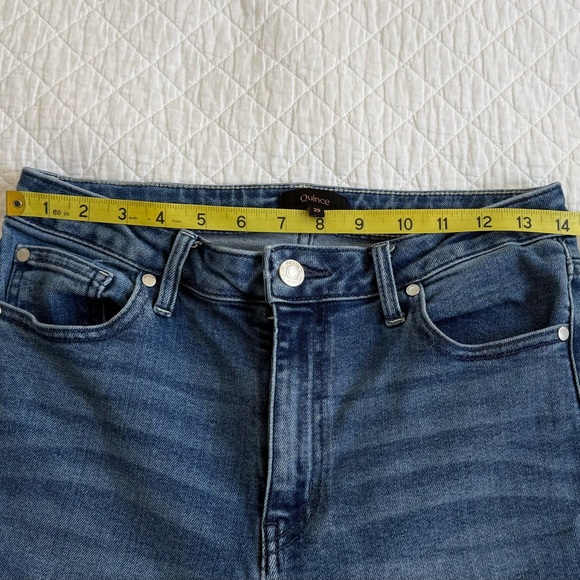 Quince Stretch High Rise Straight Jeans Women 29 Seaside Blue 28” Inseam EUC - Picture 6 of 8